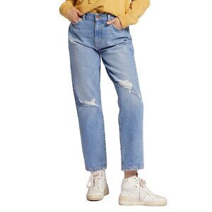 Current Elliott Jeans Boyfriend Rainfall Blue Distressed Denim